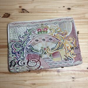 Mary Katrantzou Womens Travel Pound Printed Leather Pouch Laptop Case Zip